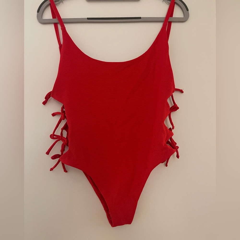 Zara red one piece side ties bathing suit - WORN ONCE